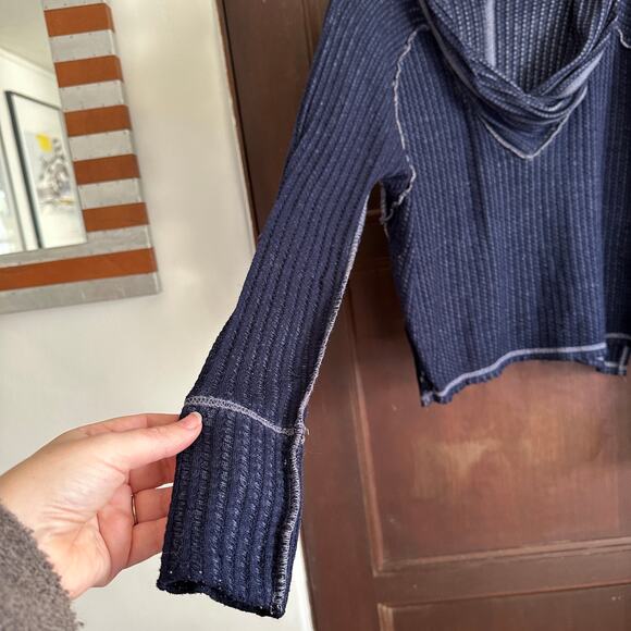 FREE PEOPLE | Purple Wildcat Thermal Waffle Knit, crossover cowl Neck | Small - Picture 6 of 7